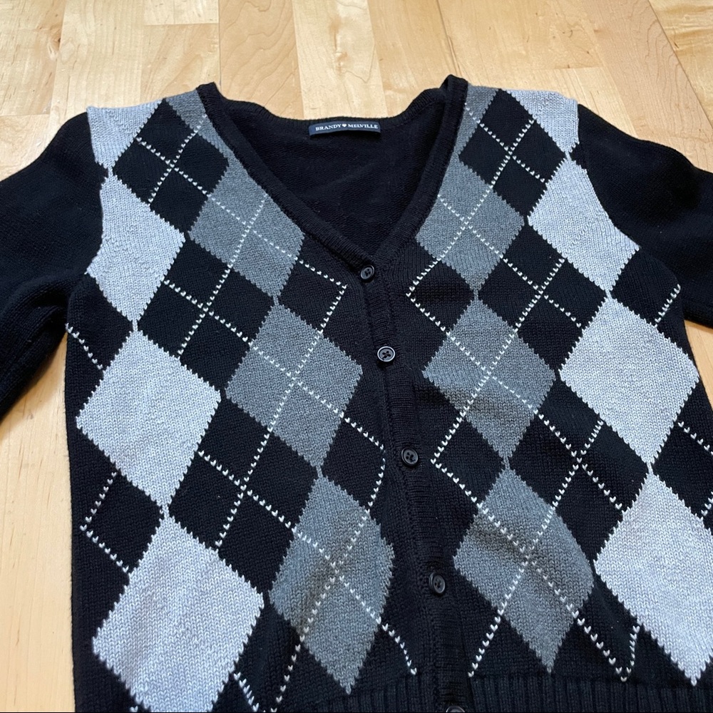 Brandy Melville Argyle Black Cardigan